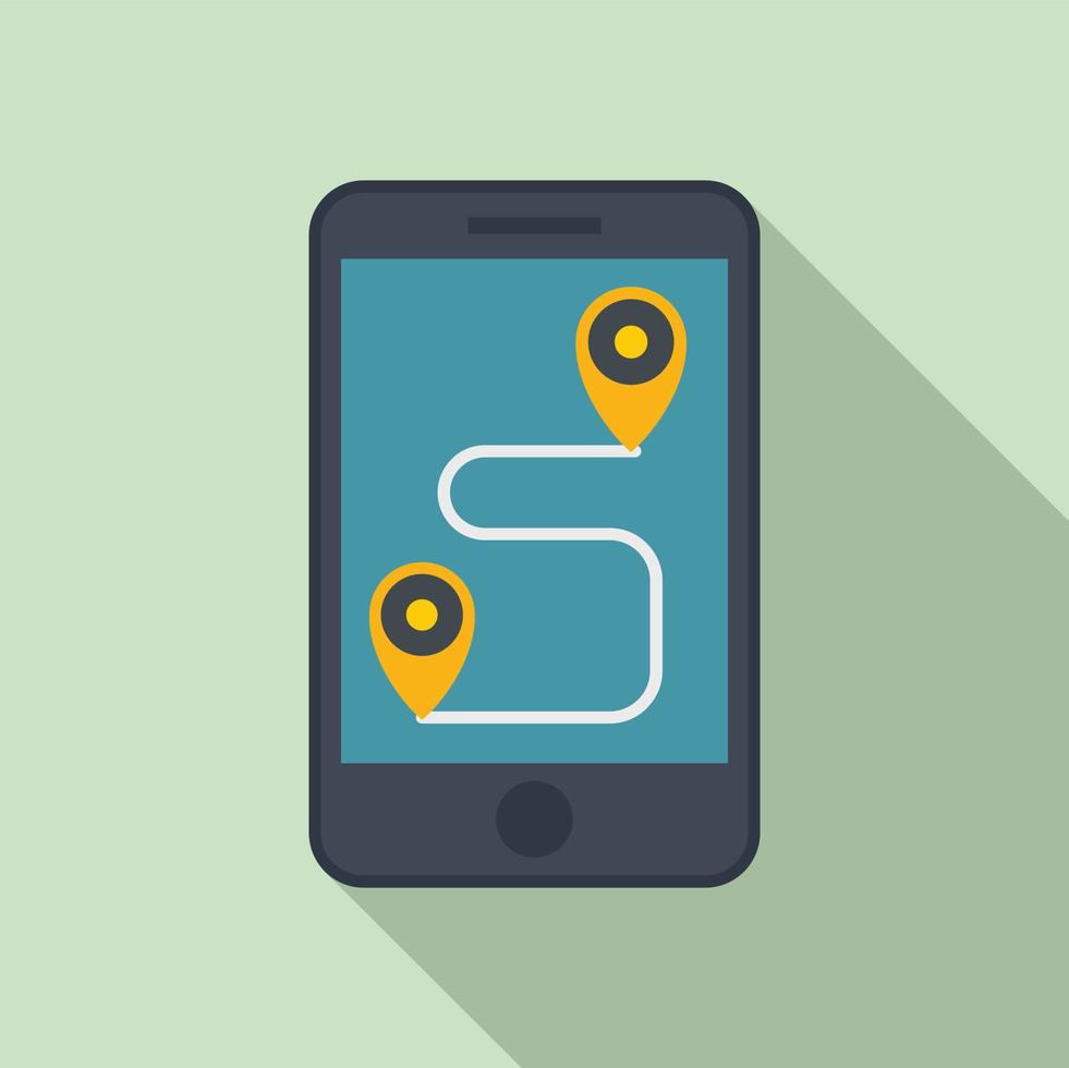 Unmanned taxi route icon, flat style vector