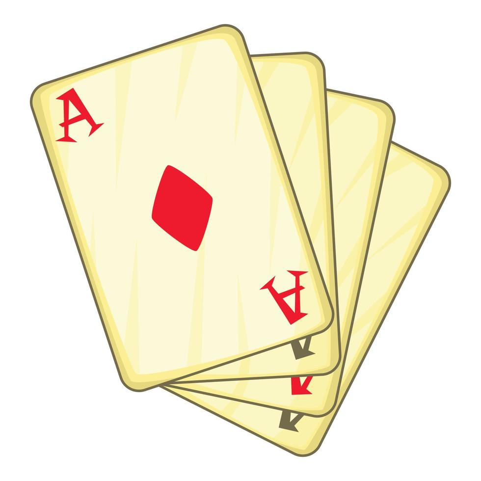 Four aces playing cards icon, cartoon style vector