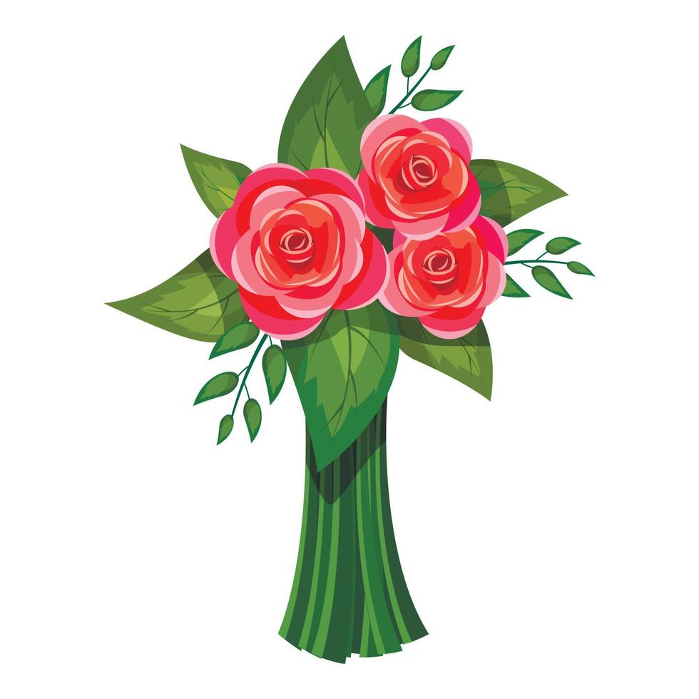 icono de ramo de rosas rosadas, estilo 3d isométrico vector