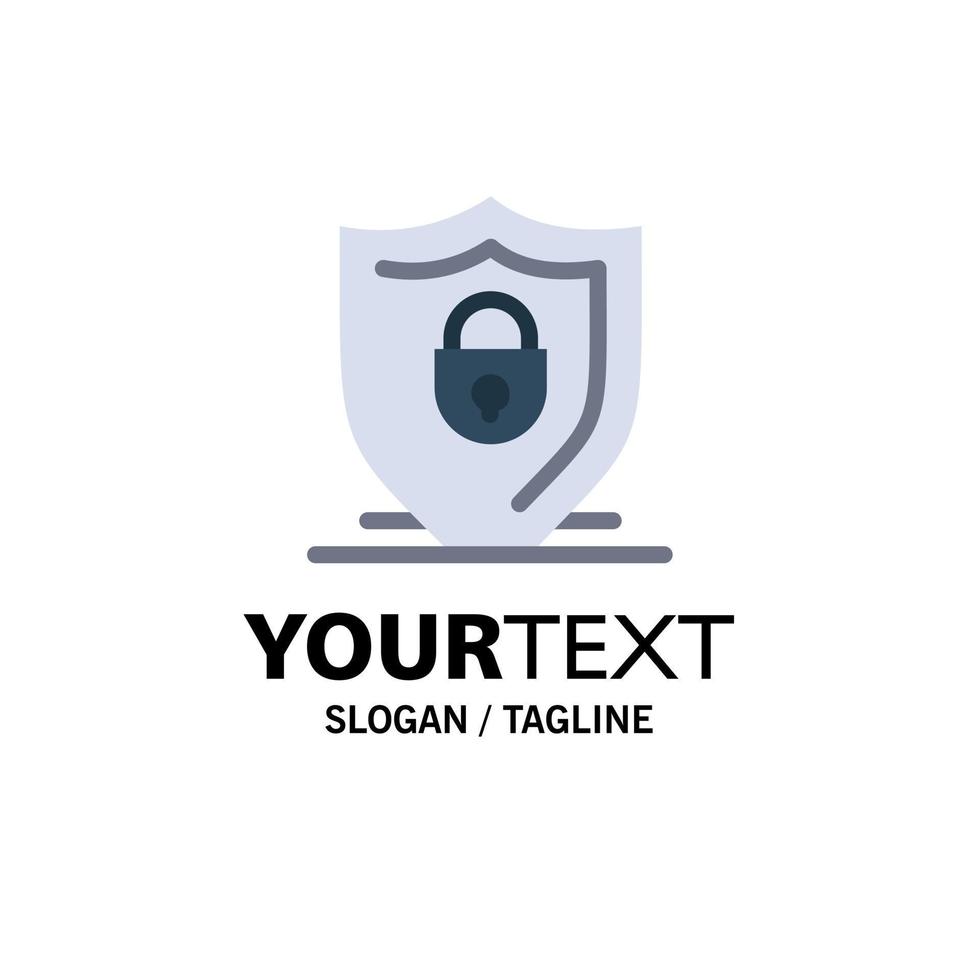 Internet Shield Lock Security Business Logo Template Flat Color vector