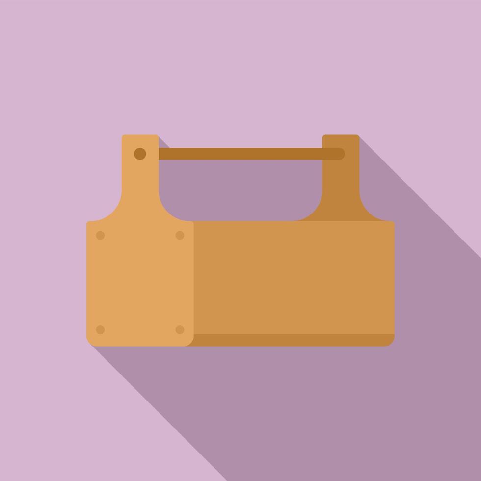 icono de caja de madera de carpintero, estilo plano vector