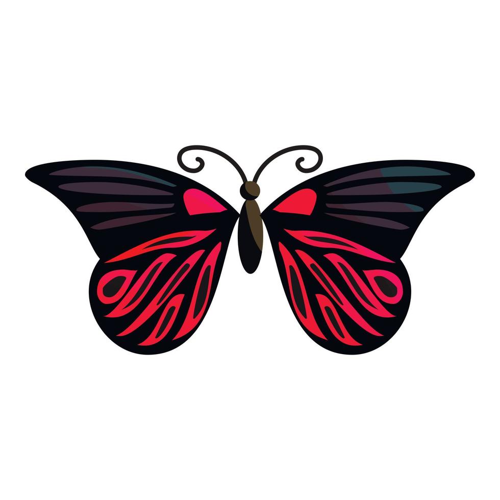 Red butterfly icon, cartoon style vector