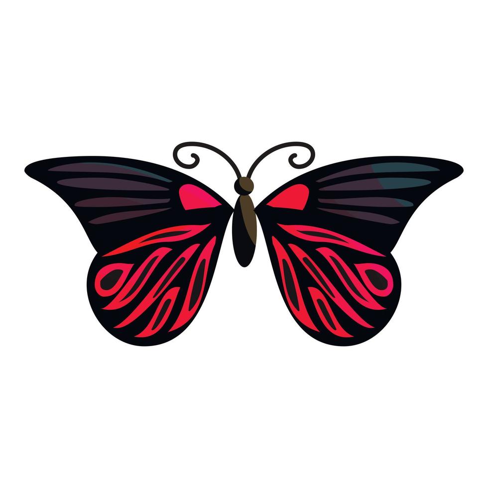 Red butterfly icon, cartoon style vector