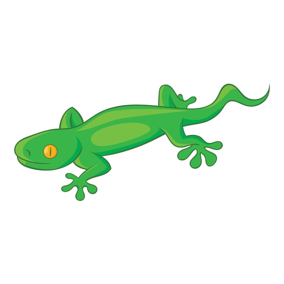 Green gecko lizard icon, cartoon style vector