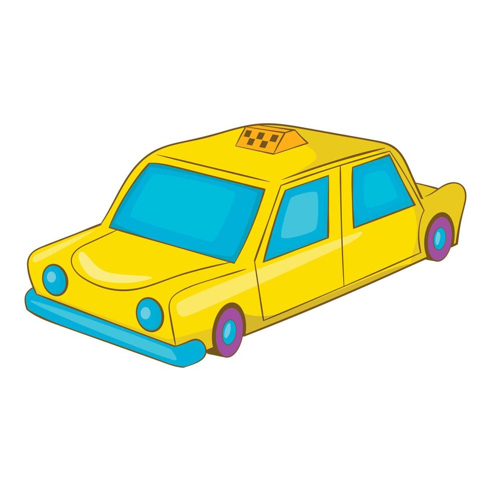 icono de coche de taxi, estilo de dibujos animados vector