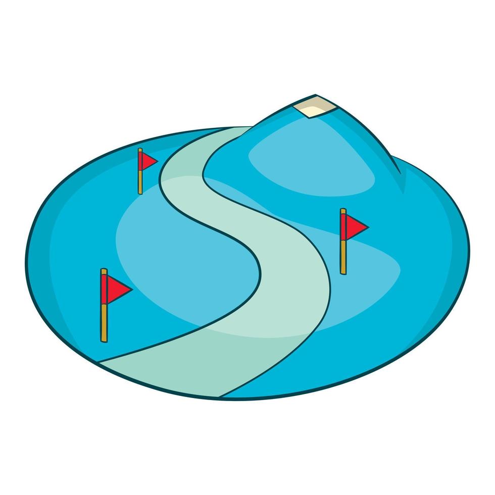 pista de esquí del icono de la montaña de nieve, estilo de dibujos animados vector