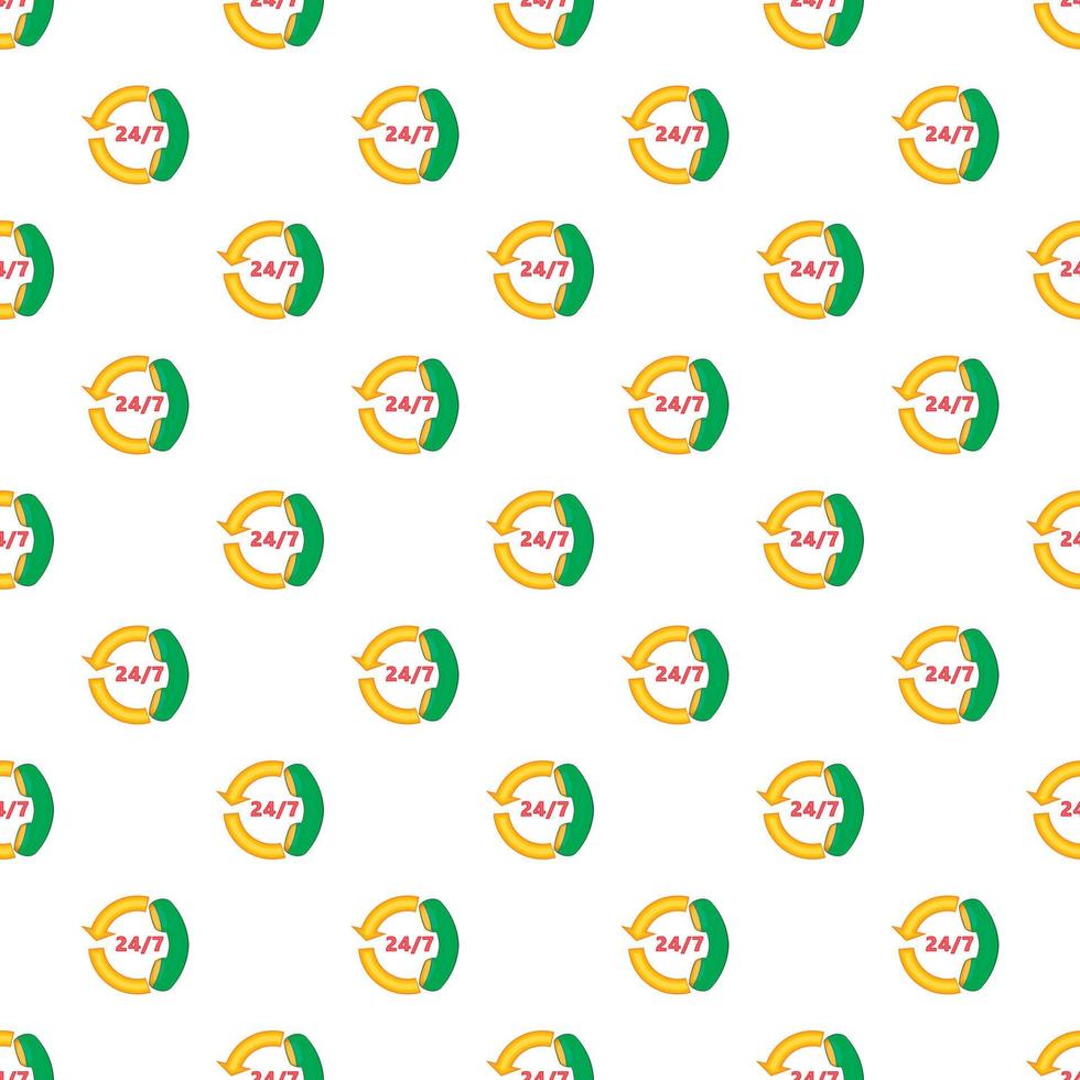 Support call center 24 hours pattern cartoon style vector