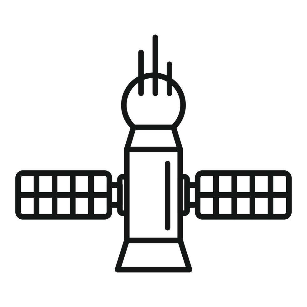 vector de contorno de icono de estación espacial de energía. base de cohetes de la nasa