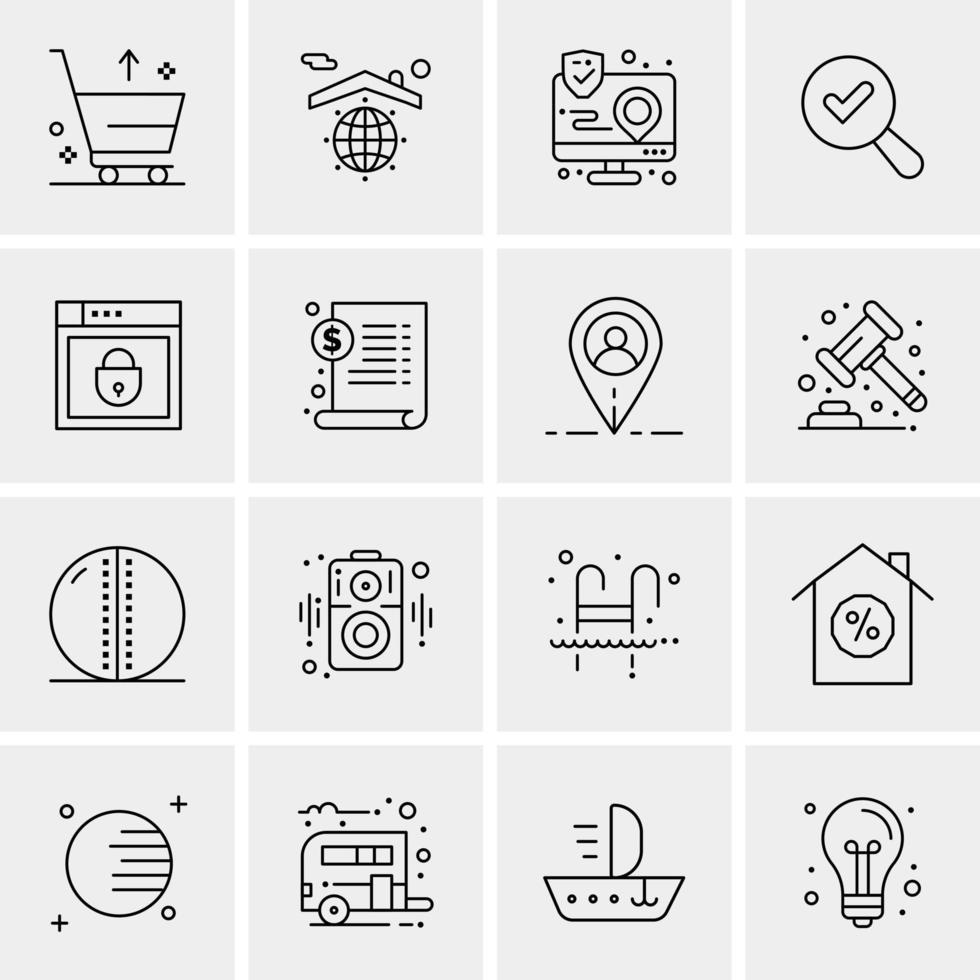 16 iconos de negocios universales vector ilustración de icono creativo para usar en proyectos relacionados con la web y dispositivos móviles