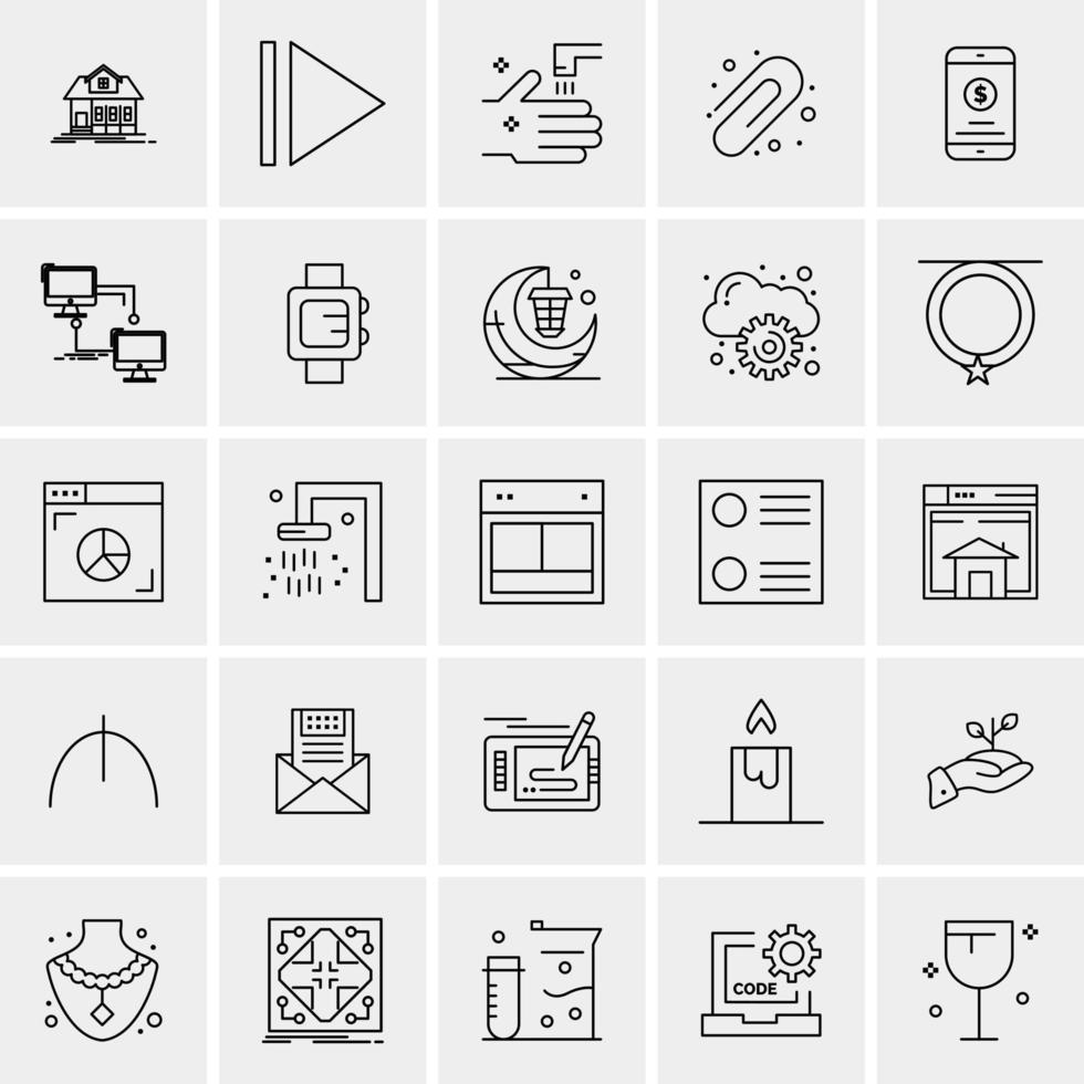 25 iconos de negocios universales vector ilustración de icono creativo para usar en proyectos relacionados con la web y dispositivos móviles