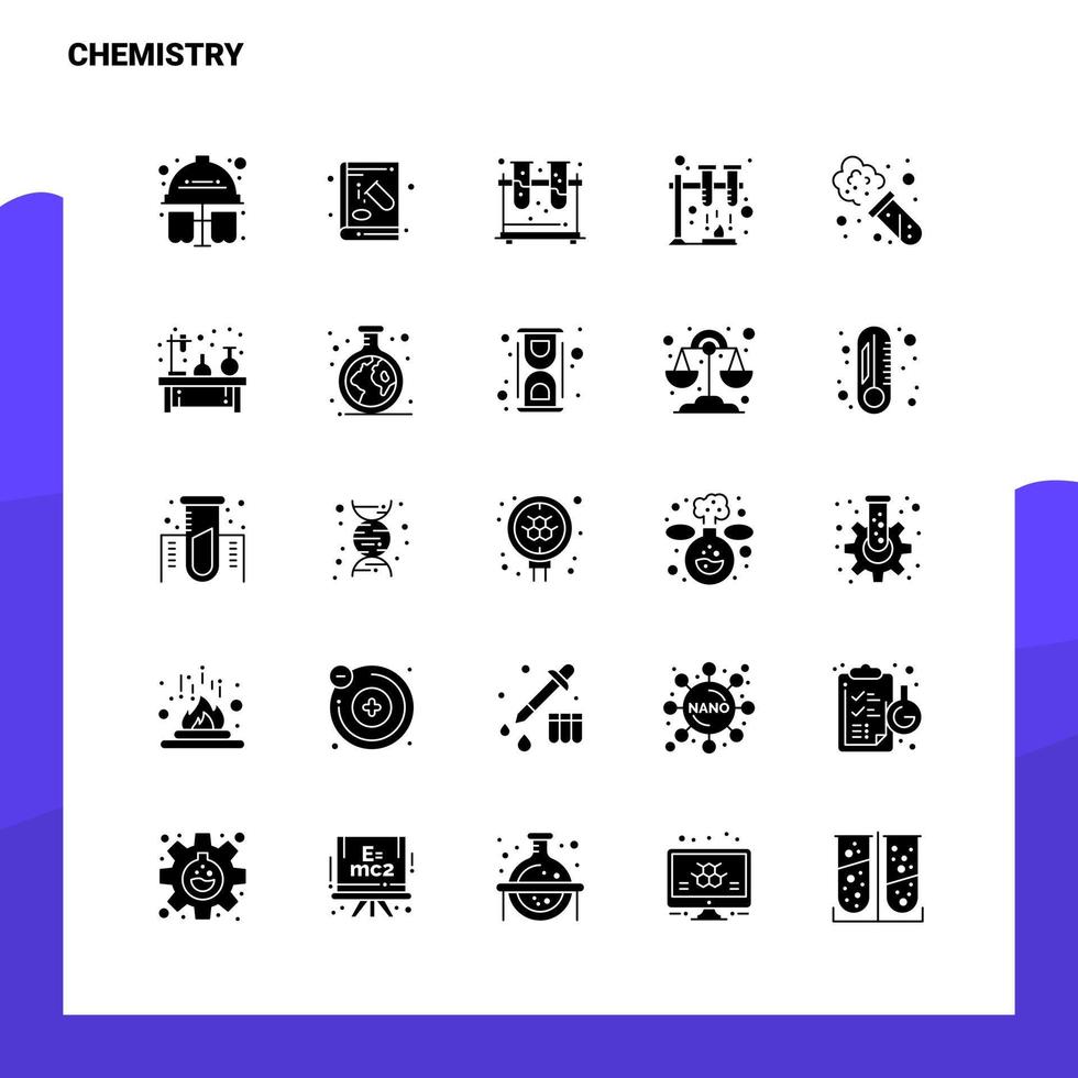25 Chemistry Icon set Solid Glyph Icon Vector Illustration Template For Web and Mobile Ideas for business company