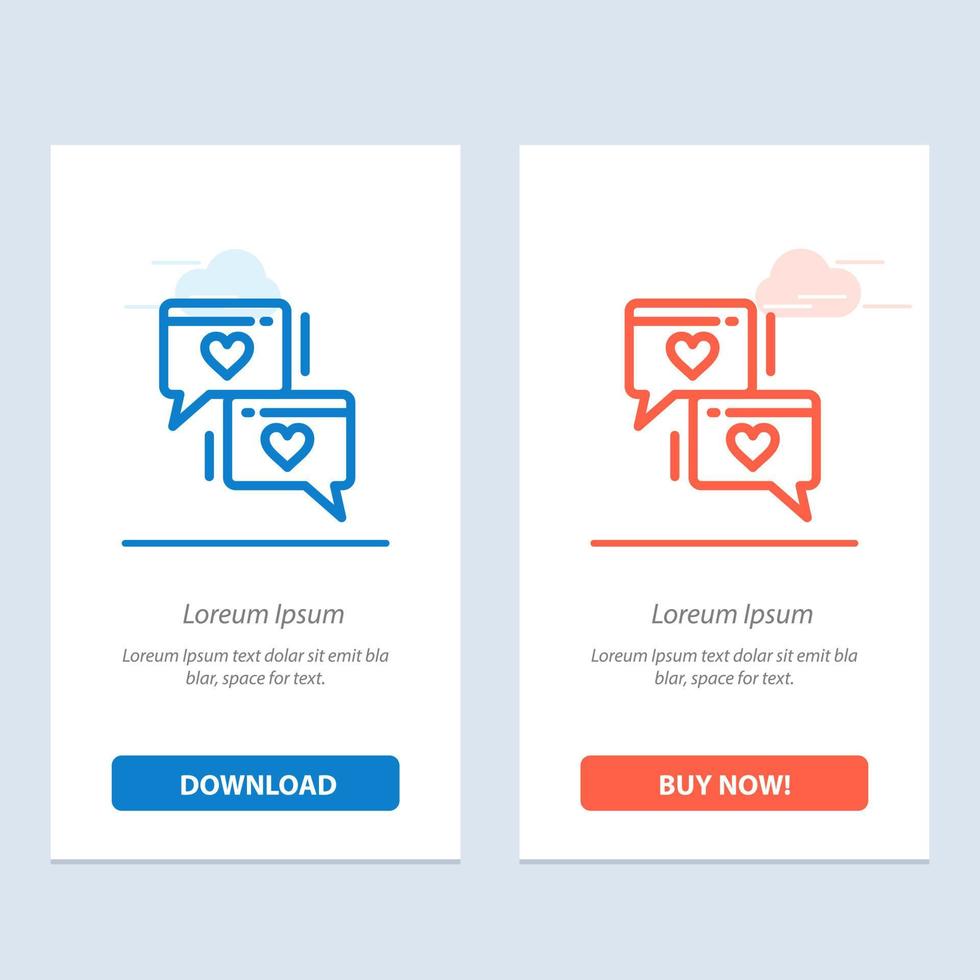 Chat Love Heart Wedding  Blue and Red Download and Buy Now web Widget Card Template vector