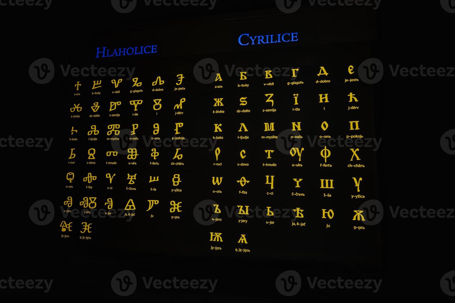 Glagolitic and Cyrillic Czech alphabet. photo