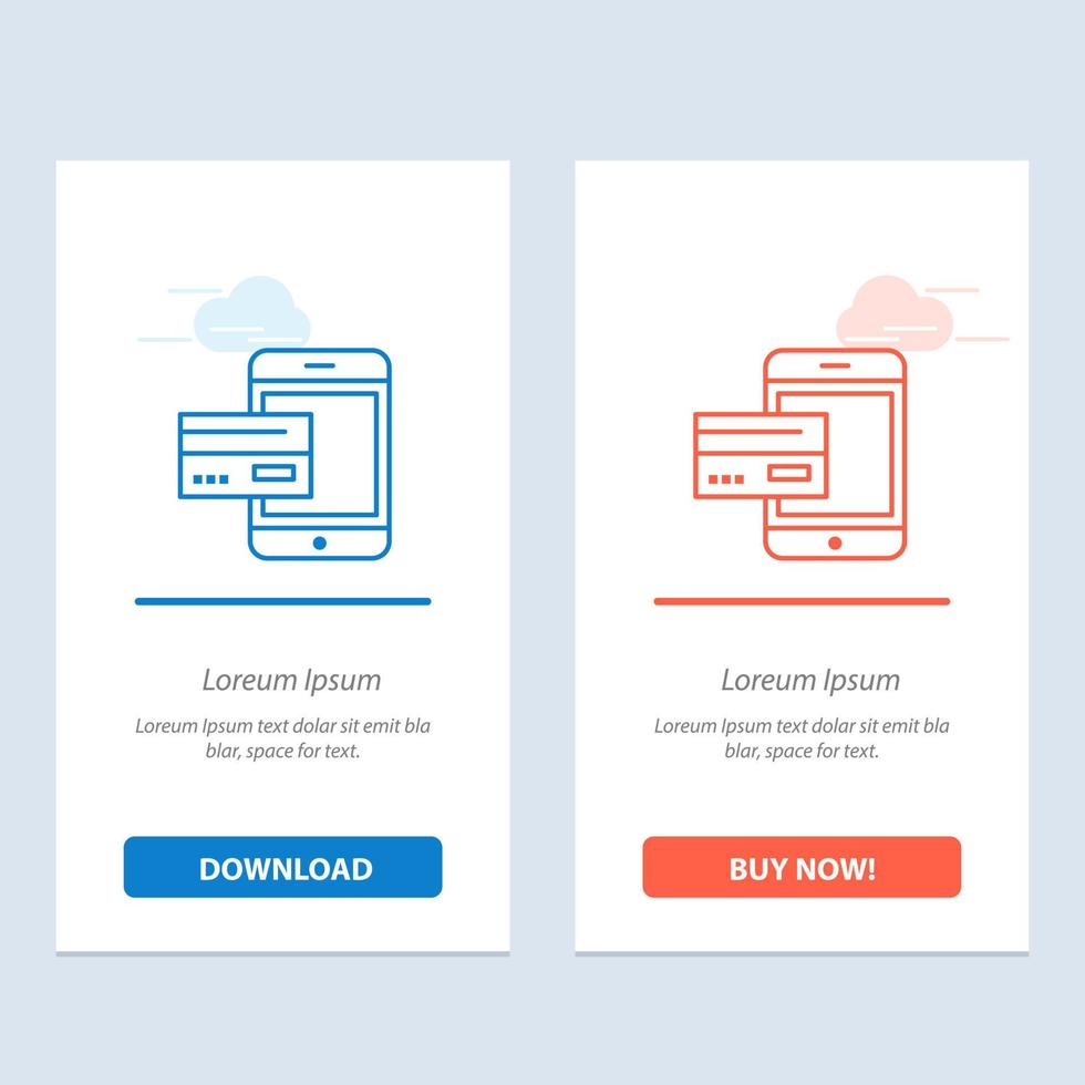 Payment Bank Banking Card Credit Mobile Money Smartphone  Blue and Red Download and Buy Now web Widget Card Template vector