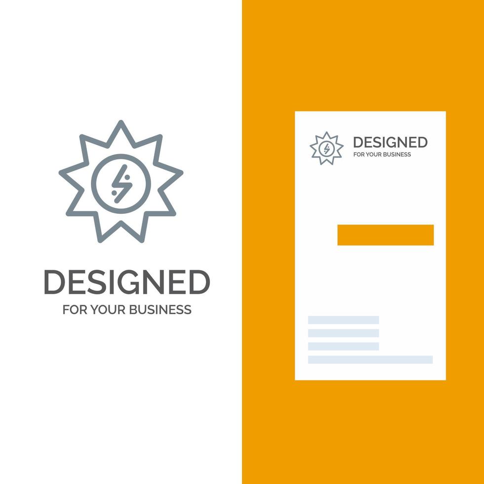 Energy Solar Energy Power Grey Logo Design and Business Card Template vector