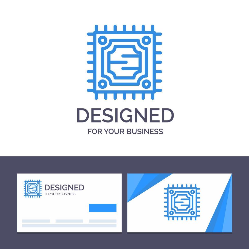 Ilustración de vector de procesador de microchip cpu de plantilla de logotipo y tarjeta de visita creativa