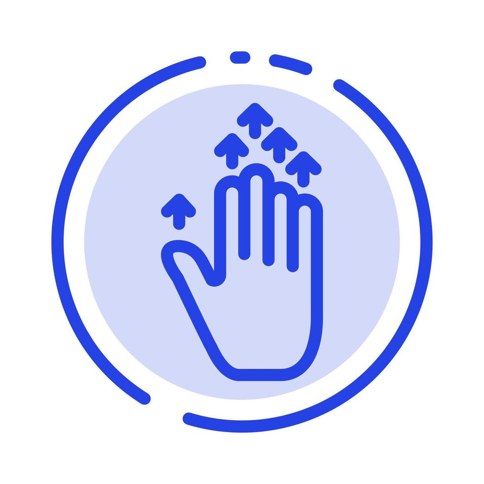 Gesture Hand arrow Up Blue Dotted Line Line Icon vector