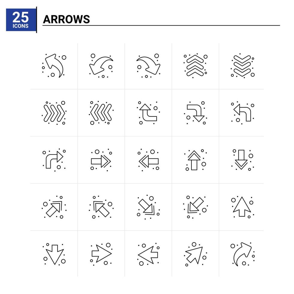 Fondo de vector de conjunto de iconos de 25 flechas