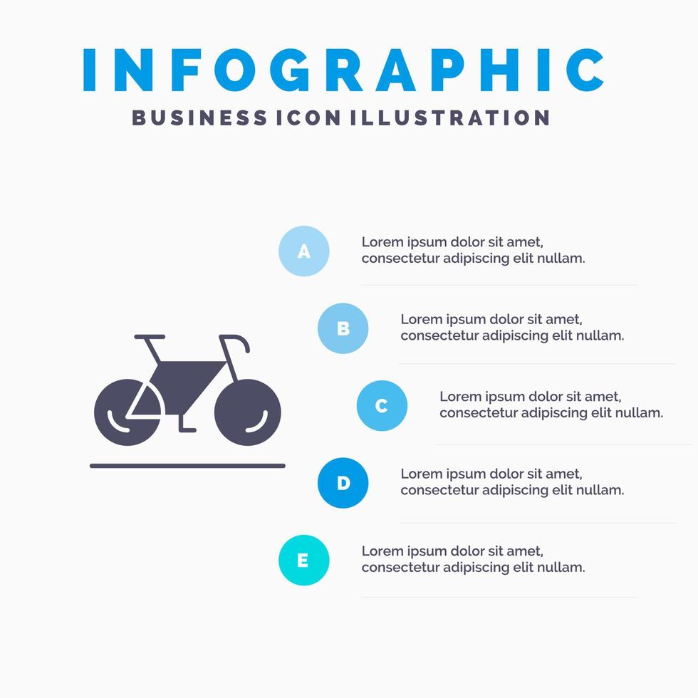 bicicleta movimiento caminar deporte infografía presentación plantilla 5 pasos presentación vector