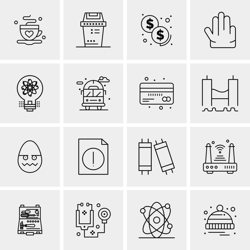 16 iconos de negocios universales vector ilustración de icono creativo para usar en proyectos relacionados con la web y dispositivos móviles