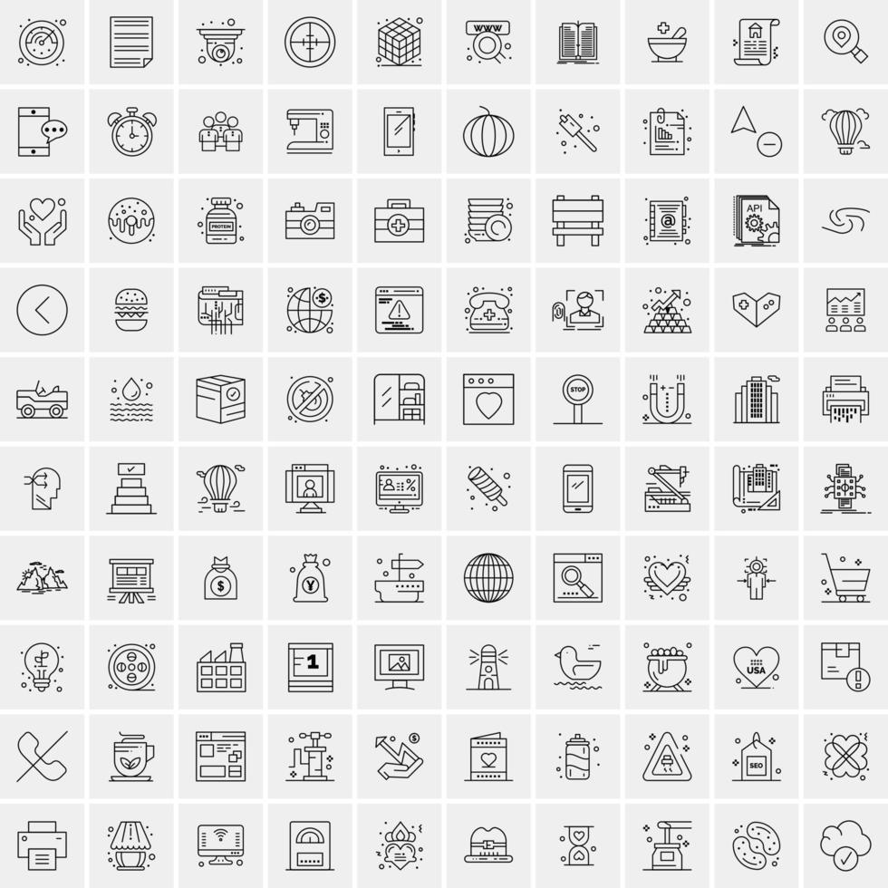 Set of 100 Creative Business Line Icons vector