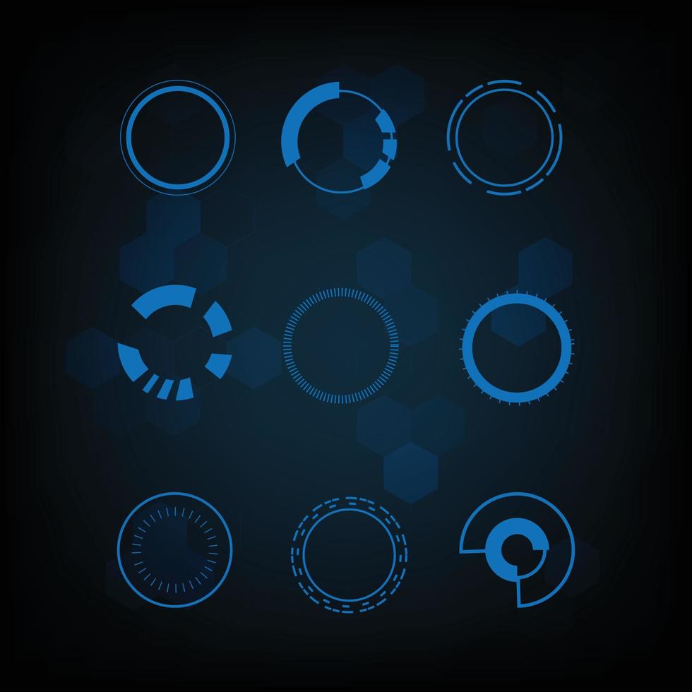 Circle technology elements set. Futuristic hud interface concept.Blue overlay style. vector