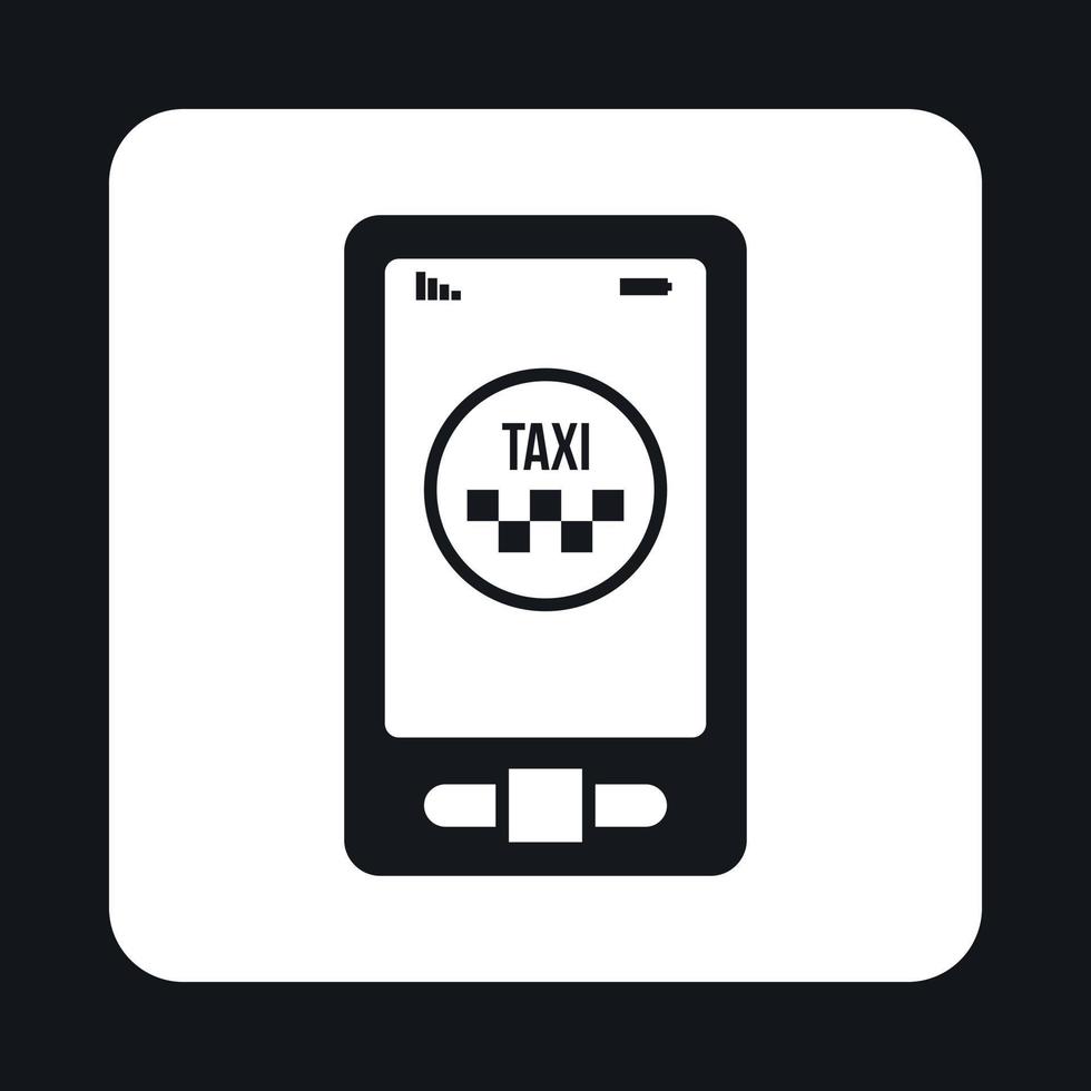 Taxi app in phone icon, simple style vector