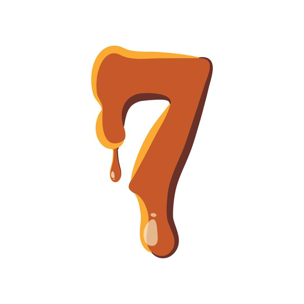 Number 7 from caramel icon vector