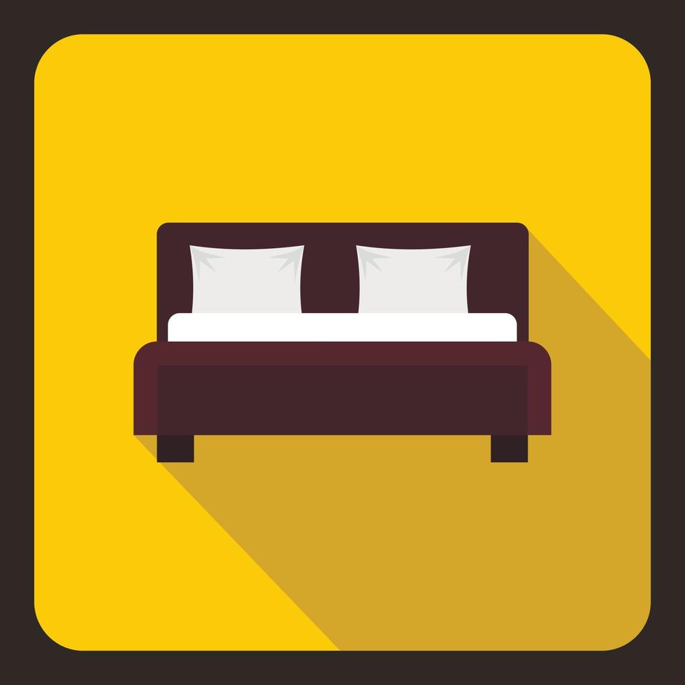 Brown double bed icon, flat style vector
