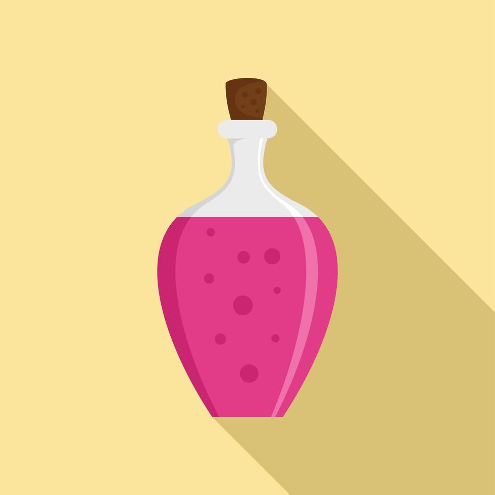 Potion pink bottle icon, flat style vector