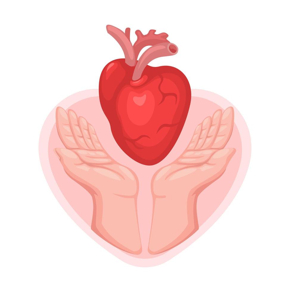 World Organ Donation Day. heart transplantation symbol cartoon illustration vector