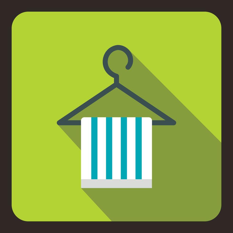 Striped scarf on coat hanger icon, flat style vector