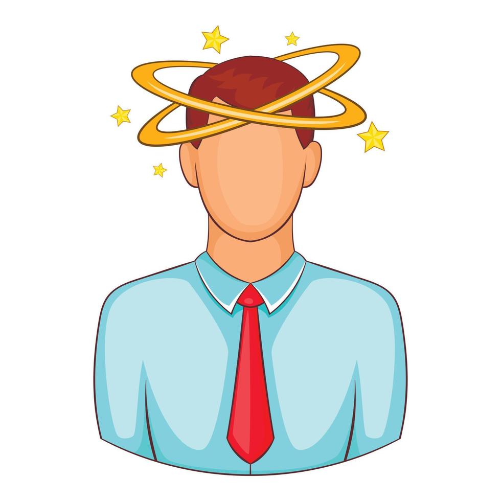 Man with dizziness icon, cartoon style vector