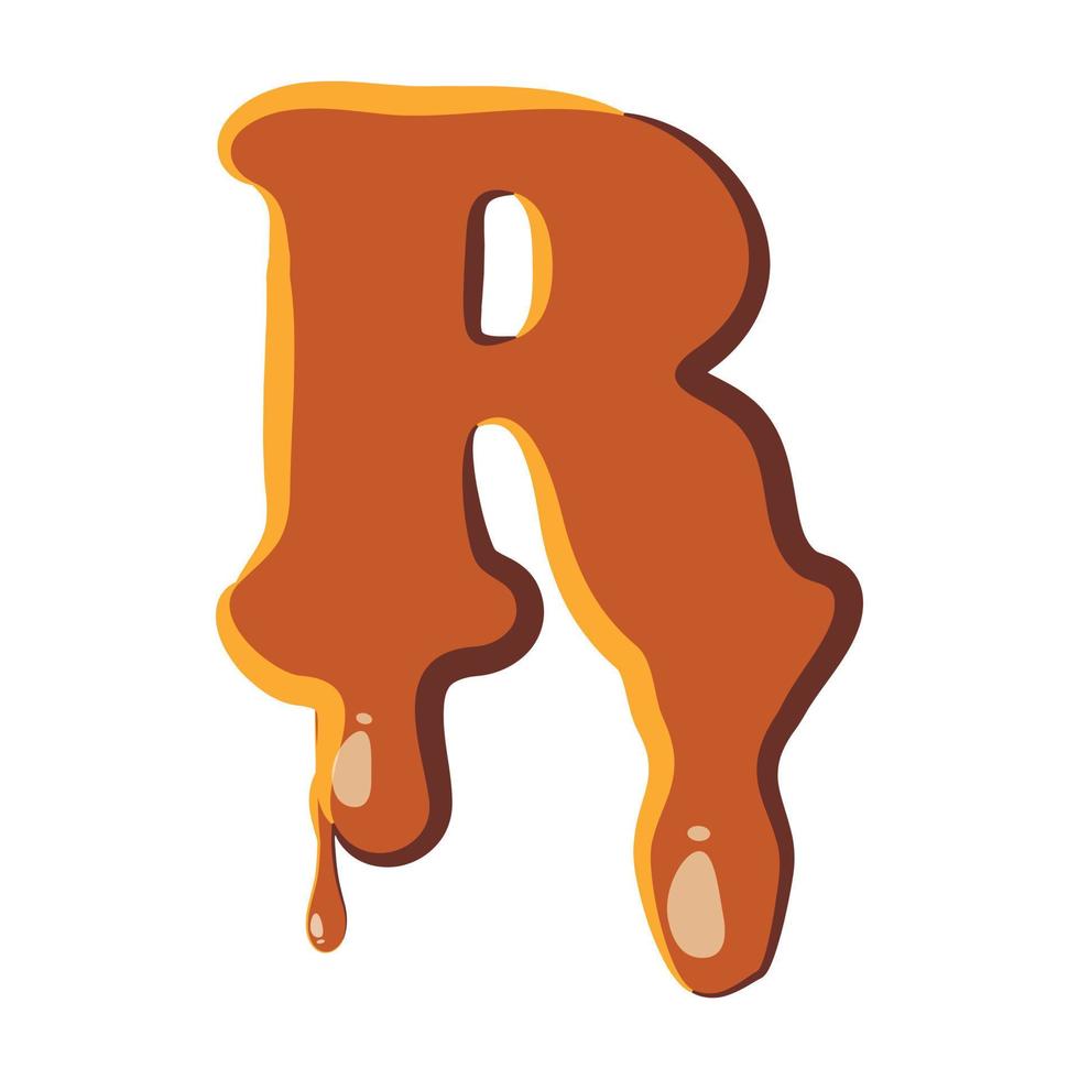 Letter R from caramel icon vector