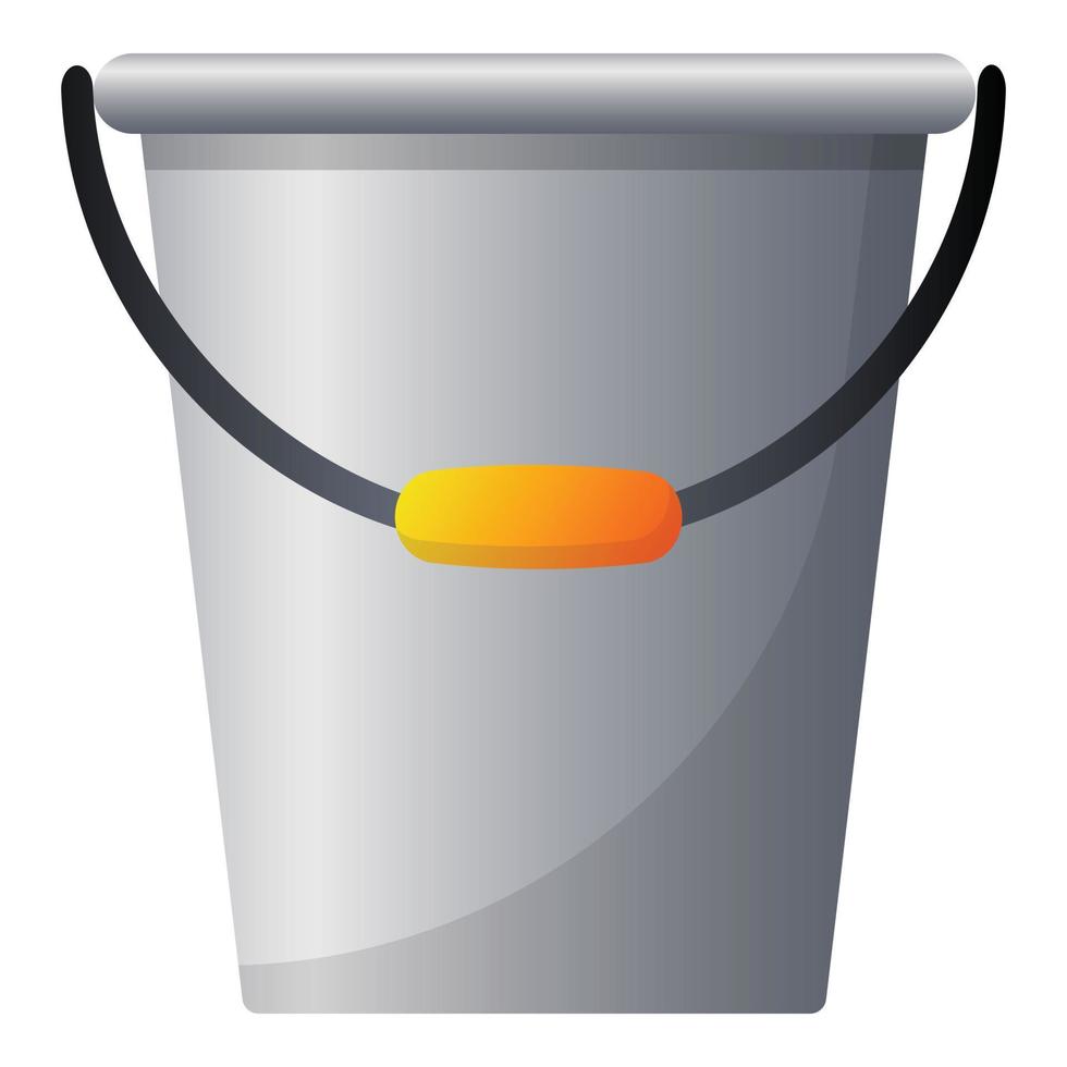 Garden steel bucket icon, cartoon style vector
