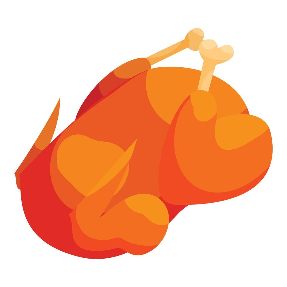 icono de pollo frito, estilo de dibujos animados vector