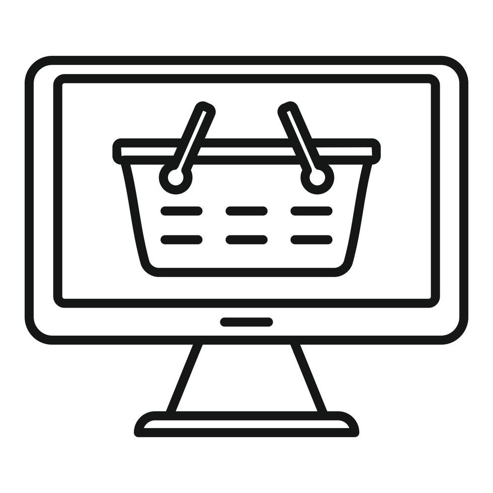 Online shop basket icon, outline style vector