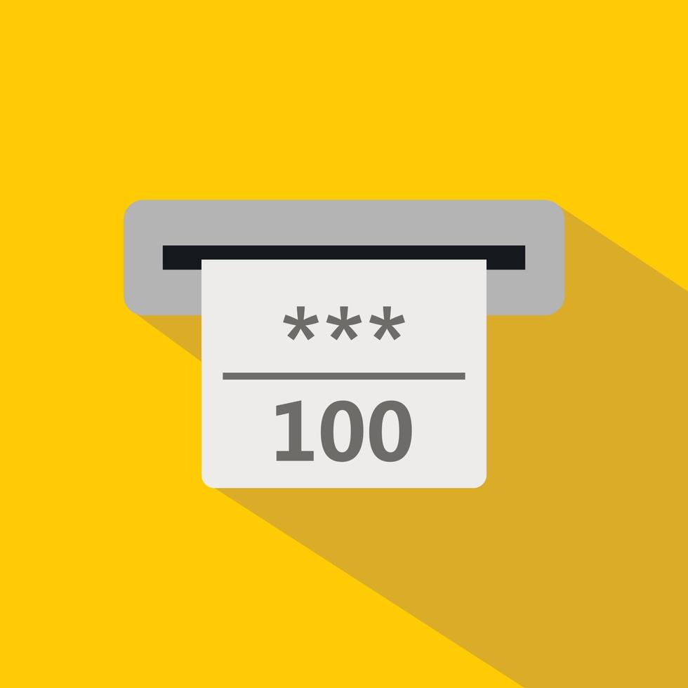 Winning cheque in casino icon, flat style vector