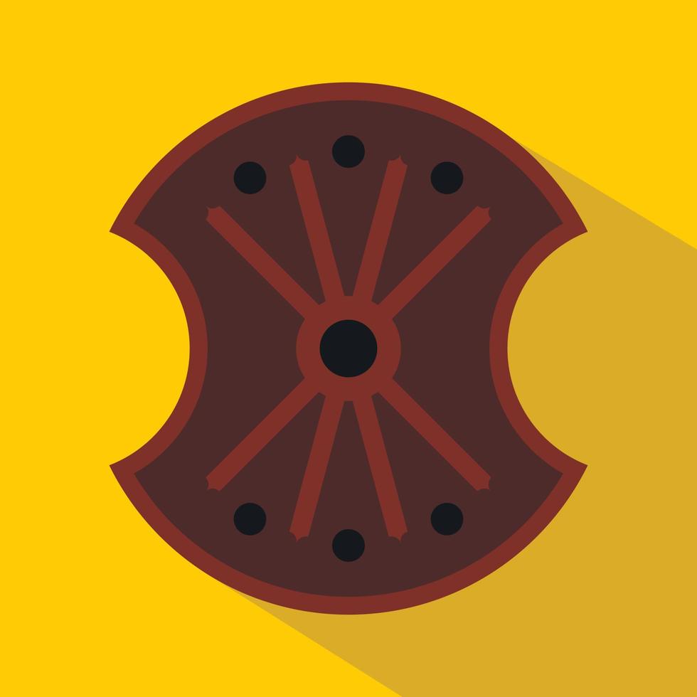Wooden shield icon, flat style vector