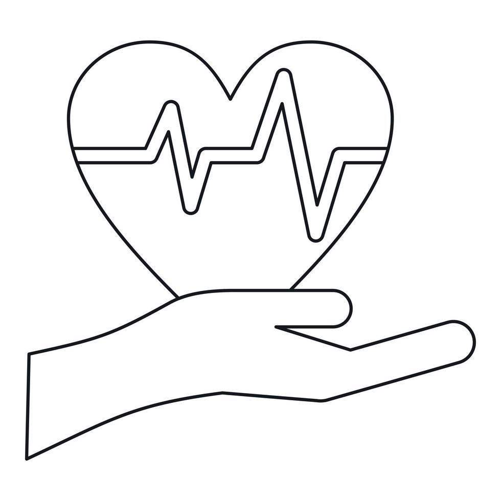 Hand holding heart icon, outline style vector