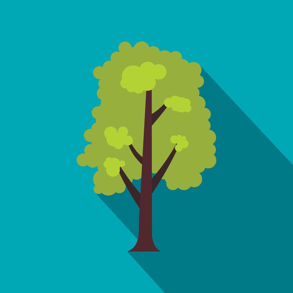 Green tree icon, flat style vector