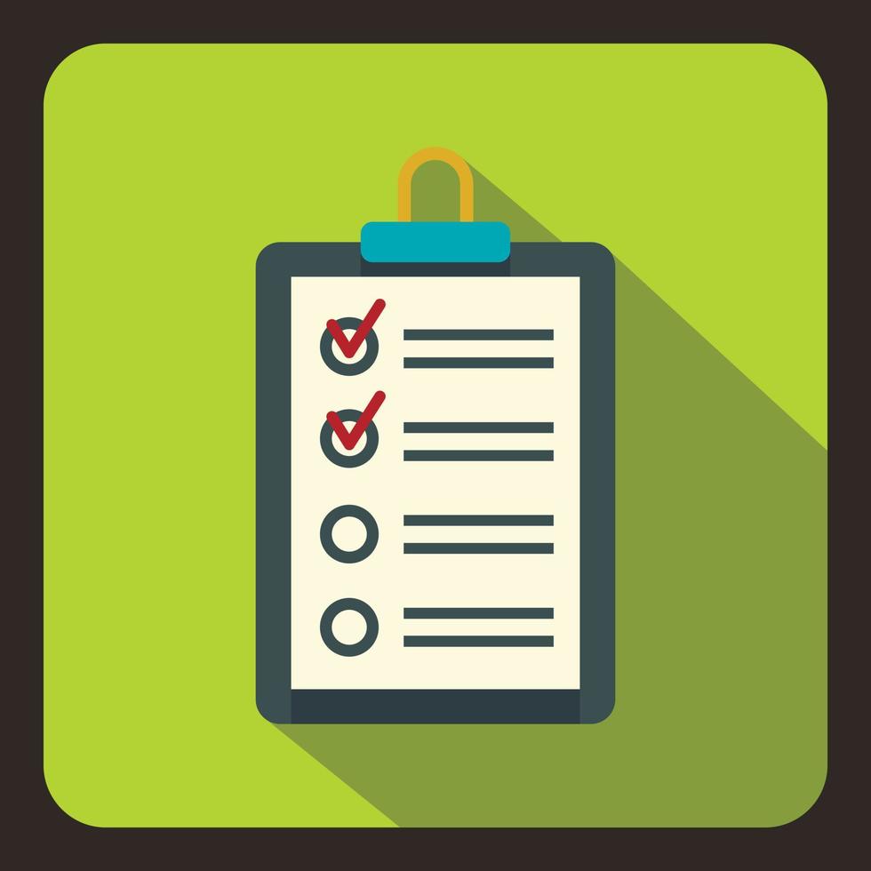 Clipboard with checklist icon, flat style vector