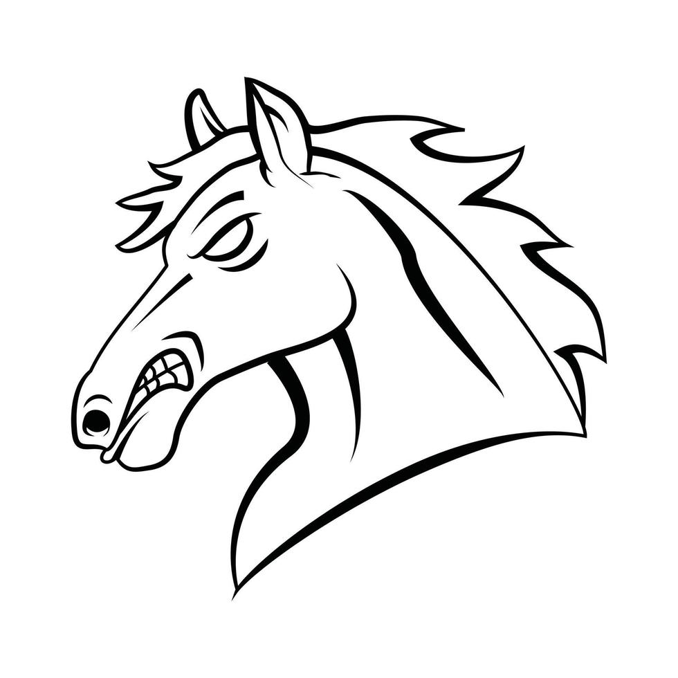 cabeza de caballo ilustración en blanco y negro vector