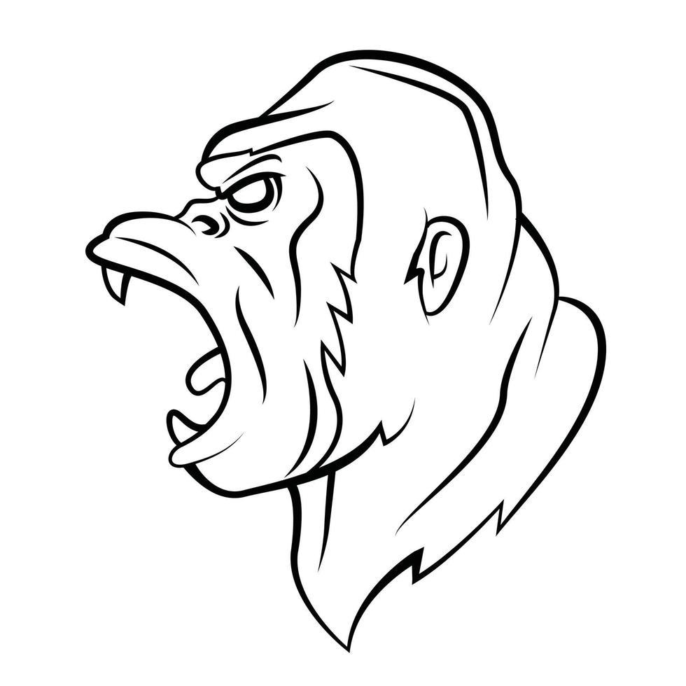 Gorilla Angry Side View Illustration vector