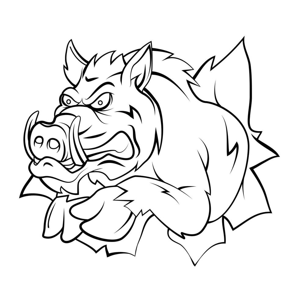 Wild Boar Black and White vector
