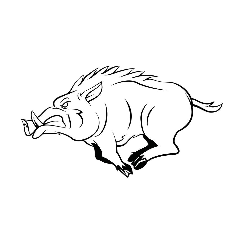 Wild Boar Running Black and White vector