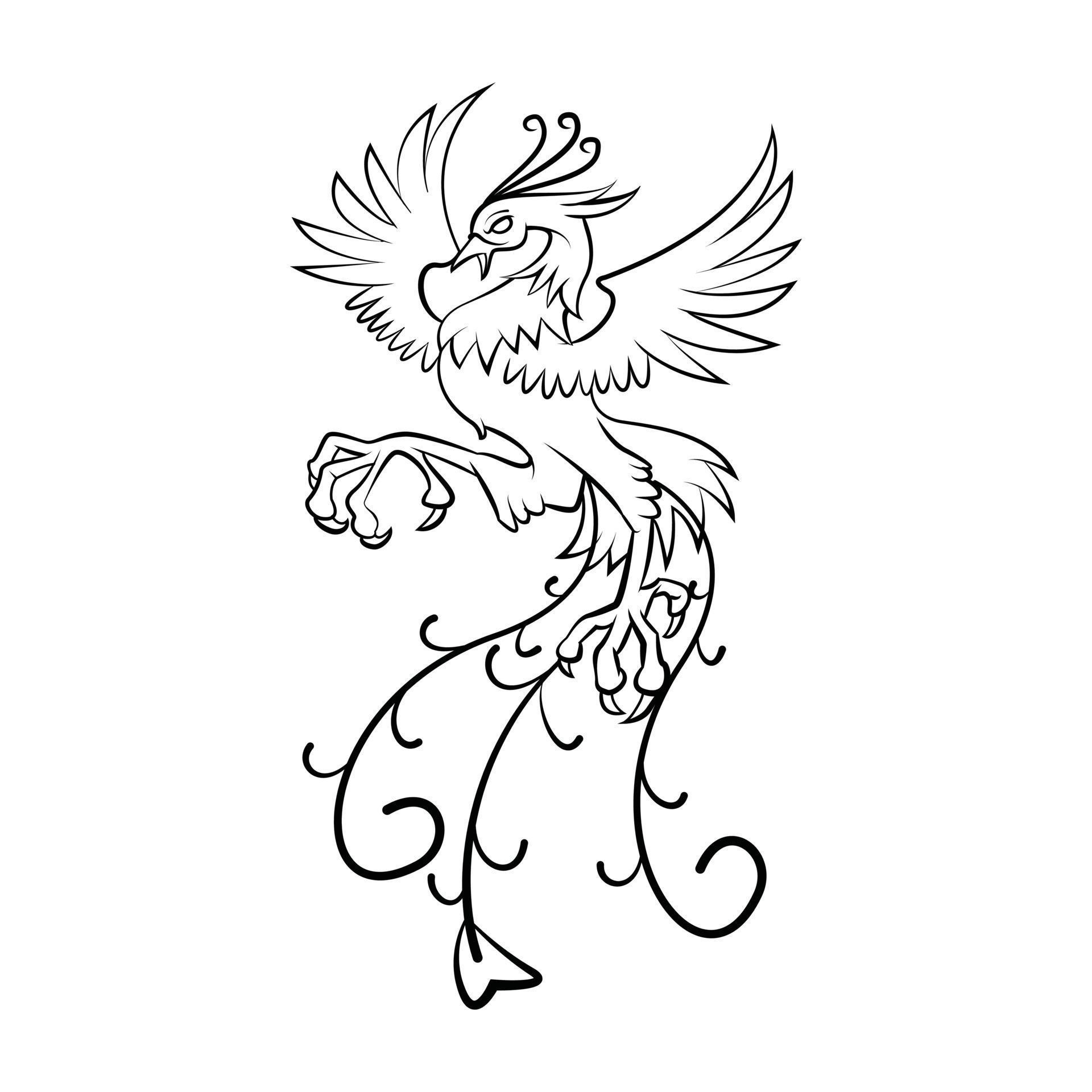 Phoenix Black And White Illustration 14704278 Vector Art at Vecteezy