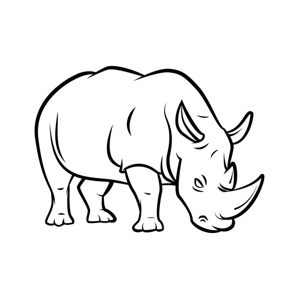 Rhinoceros Black and White Illustration vector