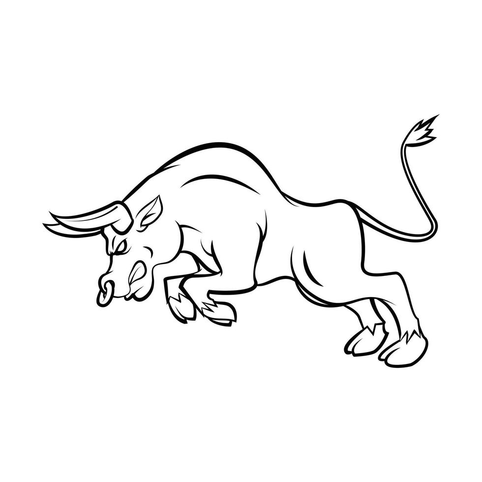 ilustración de toro en blanco y negro vector