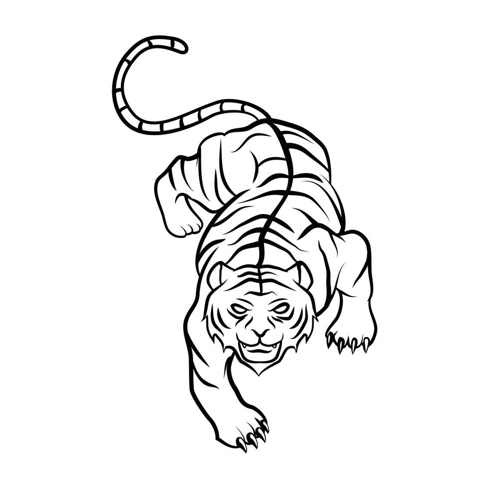 ilustración de tatuaje de tigre blanco y negro vector